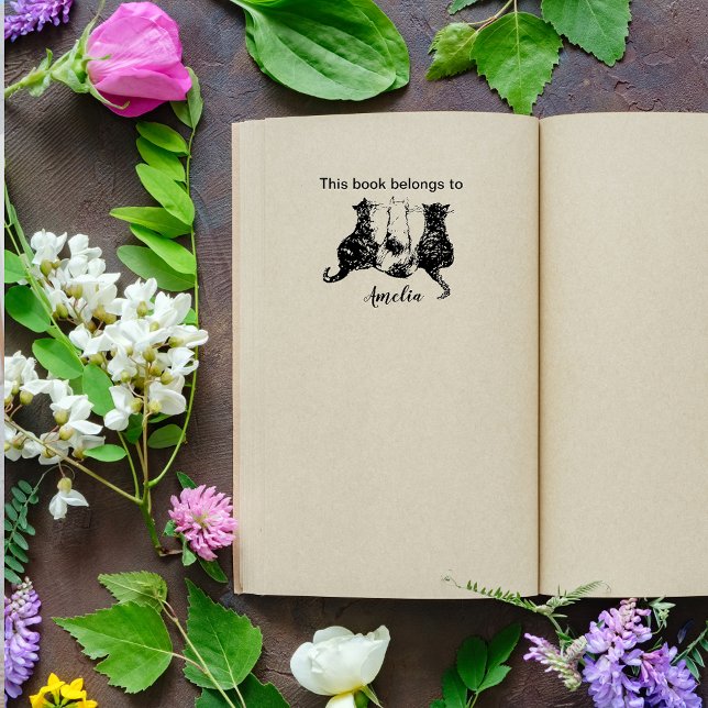 Sello Automático Gatos blancos y negros Ilustrados Este libro perte (Subido por el creador)