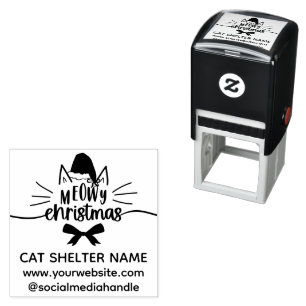 Sello Automático Gatos con sombrero de Santa bigotes Refugio Meowy