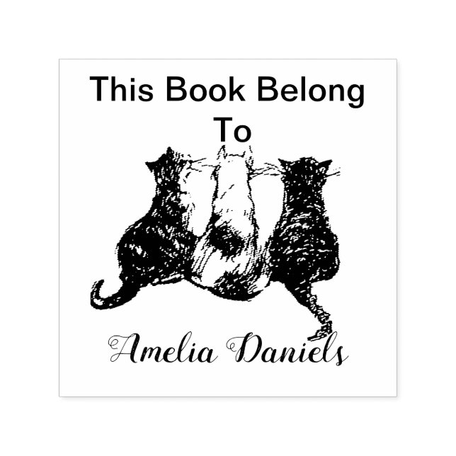Sello Automático Gatos Cutos Que Este Libro Pertenece A Estampilla  (Diseño)