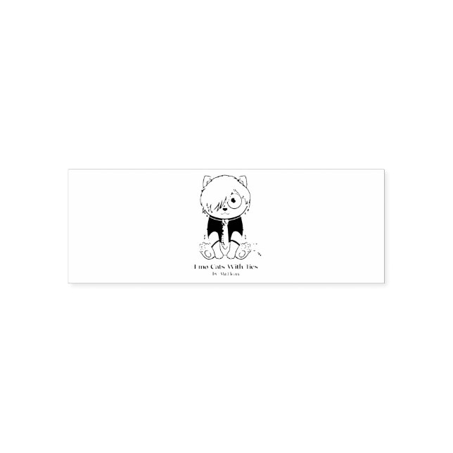 Sello Automático Gatos De Emo Con Estampillas De Lazos (Diseño)