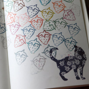 Sello Automático Gatos de margarita azul de gato de flores