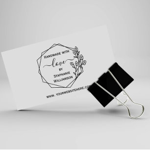 Sello Automático Geométrico floral hecho a mano con amor+nombre+Web