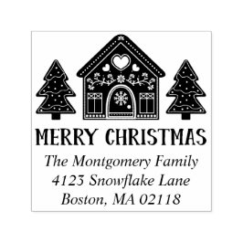 Sello Automático Gingerbread House Feliz Navidad Nombre y Dirección