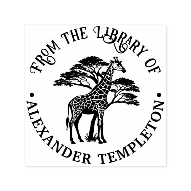 Sello Automático Girafa vista por nombre del libro de la biblioteca (Diseño)