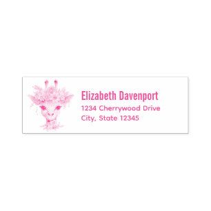 Sello Automático Giraffe cutánea con corona floral