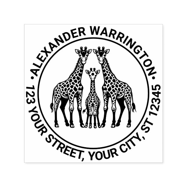 Sello Automático Giraffe Family Baby Giraffe Nombre Dirección de de (Diseño)