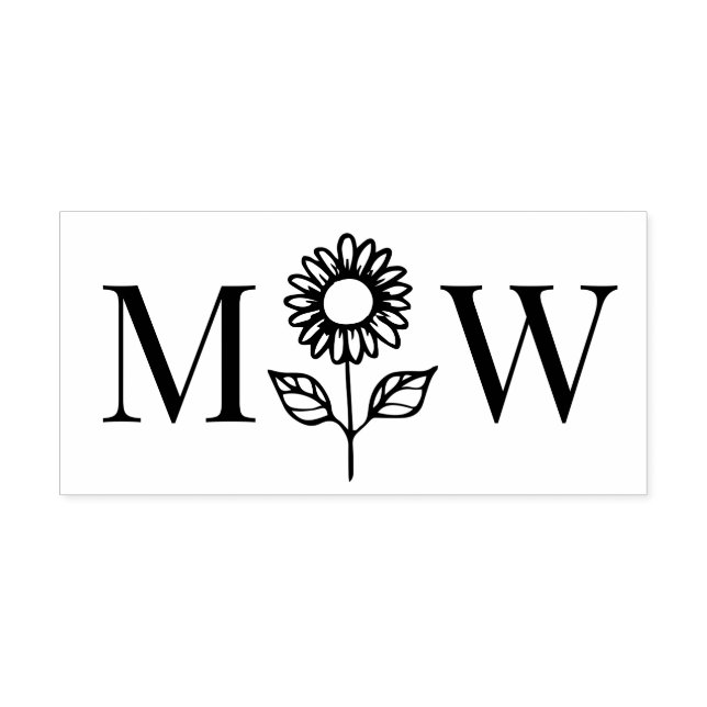 Sello Automático Girasol #3 Pareja Boda 2 Monograma inicial (Diseño)