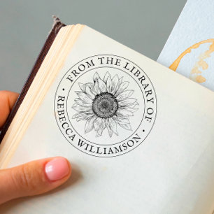 Sello Automático Girasol de la biblioteca del libro de nombres pers