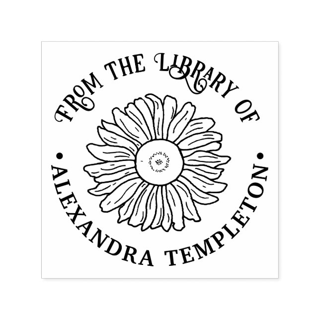 Sello Automático Girasol rústico #1 Nombre del libro de biblioteca  (Diseño)