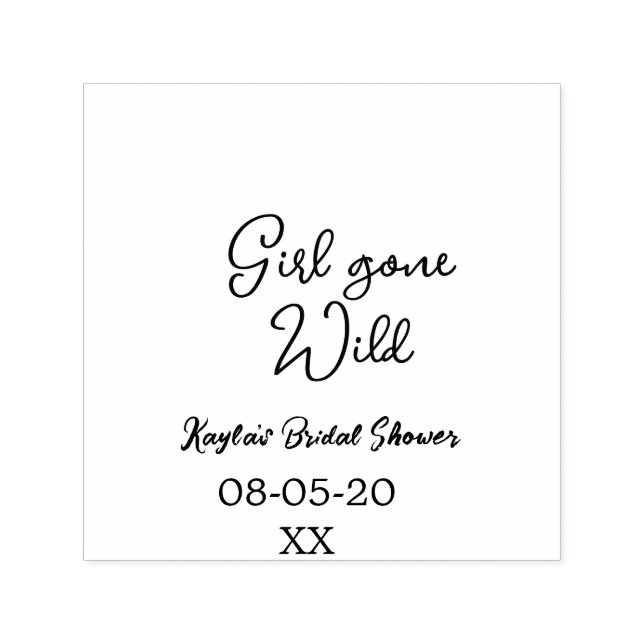 Sello Automático Girl gone wild bridal shower name date simple mini (Diseño)