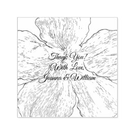 Sello Automático Gold Floral Line Art Botanical Wedding Thank You 