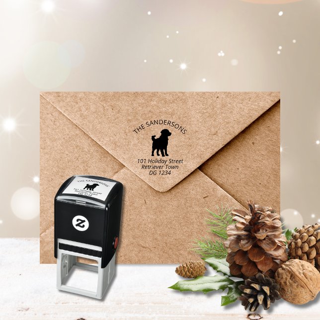 Sello Automático Golden Retriever Silhouette Address (Golden retriever self inking return address stamp)