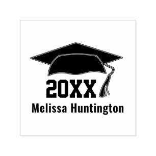 Sello Automático Gorrito de Graduación Nombre Negrita Año #1