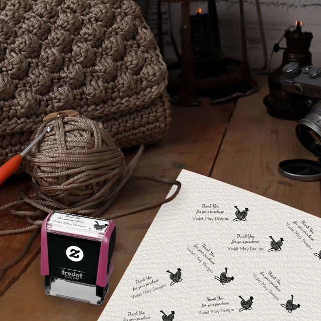 Sello Automático Gracias por su compra - Yarn Craft Business (Self-inking stamp with thank you message for your invoice, packing slips and product packaging)