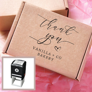 Sello Automático Gracias Script Heart Baked Goods Bakery Business