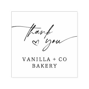Sello Automático Gracias Script Heart Baked Goods Bakery Business
