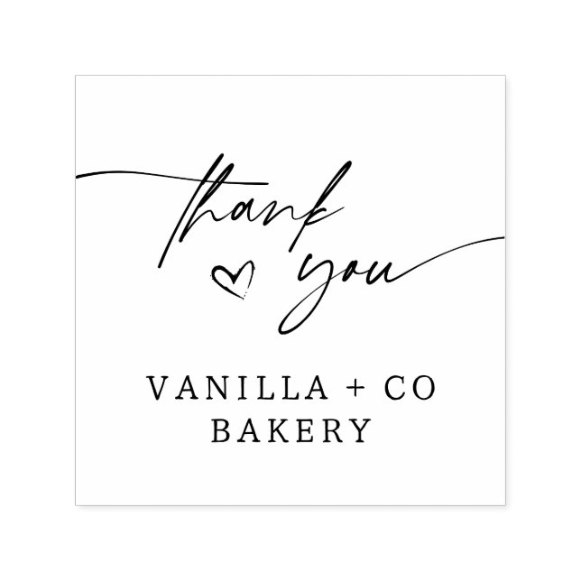 Sello Automático Gracias Script Heart Baked Goods Bakery Business (Diseño)