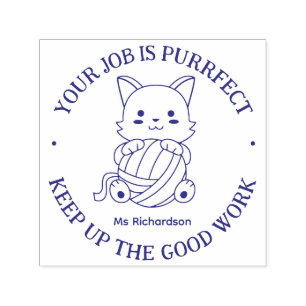 Sello Automático Gracioso Cat Pun Perfect Job Teaching Animation