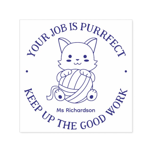 Sello Automático Gracioso Cat Pun Perfect Job Teaching Animation (Diseño)