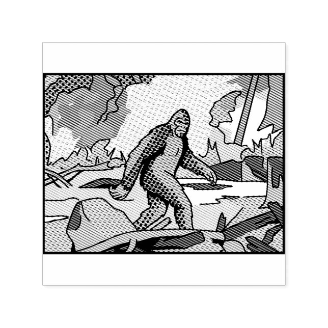Sello Automático Gráfico de Panel Cómic del Bosque de Sasquatch Art (Diseño)