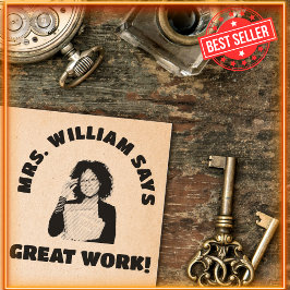 Sello Automático Gran trabajo de profesores con foto y nombre aprob