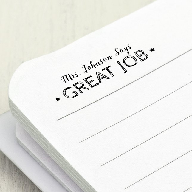 Sello Automático Gran trabajo | Maestros personalizados (Great Job | Personalized Teachers Self-inking Stamp)