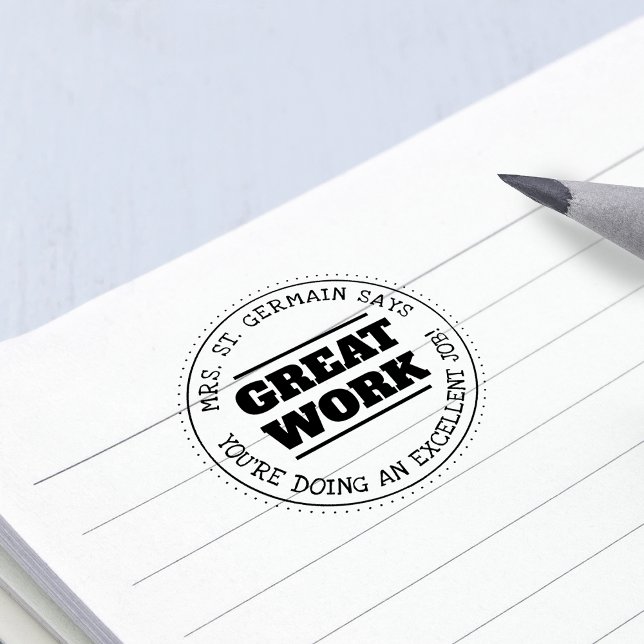 Sello Automático Gran trabajo | Maestros personalizados (Great Work | Personalized Teachers Self-inking Stamp)