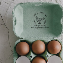 Sello Automático Granja de cartón de huevos rústicos botánicos de é