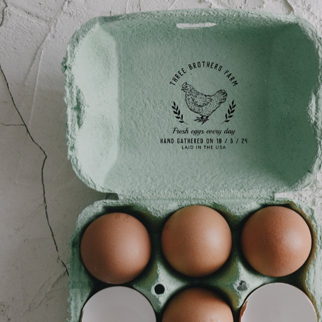 Sello Automático Granja de cartón de huevos rústicos botánicos de é (Subido por el creador)