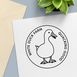 Sello Automático Granja de patos blancos lindos texto personalizado