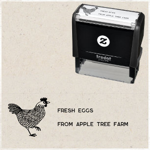 Sello Automático Granja de Pollos Rústicos Huevos Frescos Nombre de