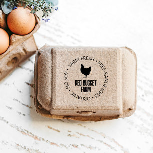 Sello Automático Granja Fresca Huevos Pollos Silhouette Autoemparen