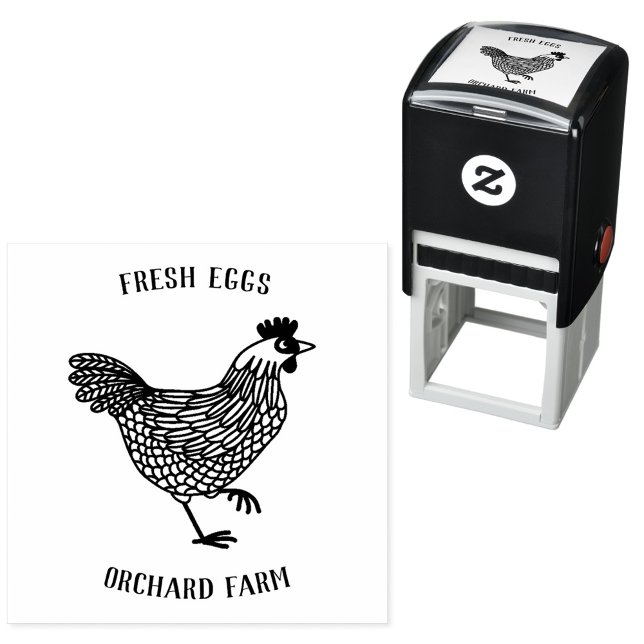 Sello Automático Granja Hen Egg (Fresh Eggs custom text chicken hen self inking stamp ideal for farmers and poultry farms)