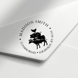 Sello Automático Granja rústica Animales de granja apilados Campo