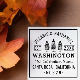 Sello Automático Green Pine Trees Rústica Dirección de Retorno de B