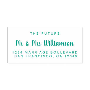 Sello Automático Green Script Future Mr Mrs Boda Return Address