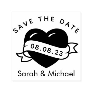 Sello Automático Guardar El Corazón De La Marca De Fechas De Boda 