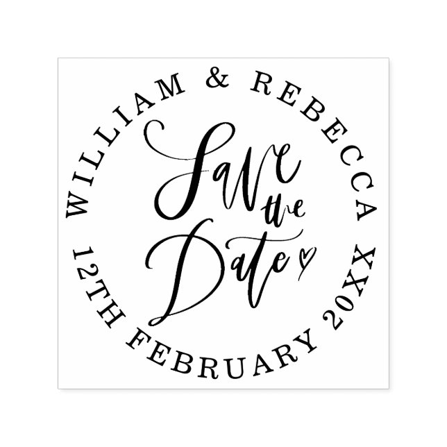 Sello Automático Guardar la fecha Escritura a mano Corazón Circular (Diseño)