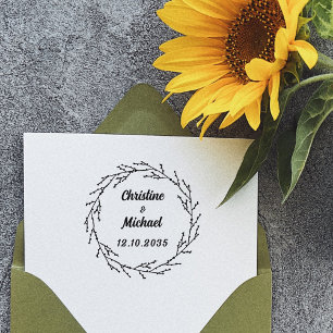 Sello Automático Guardar la letra del Boda del monograma de fecha