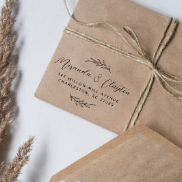 Sello Automático Guión Boda moderno y dirección de retorno de hojas