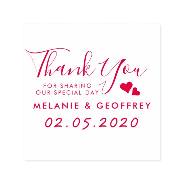 Sello Automático Guión de agradecimiento al boda | Nombres y fechas (Diseño)