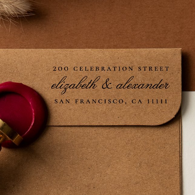 Sello Automático Guión de caligrafía elegante | Dirección de devolu (Rubber Stamp Mock-up)