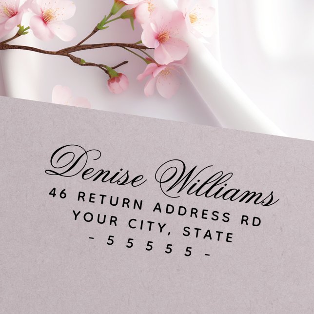 Sello Automático Guión de caligrafía romántica dirección de retorno (Romantic calligraphy script elegant return address self-inking stamp)