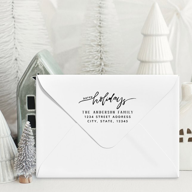 Sello Automático Guión de estilo Happy Holidays Family Name Address (Subido por el creador)