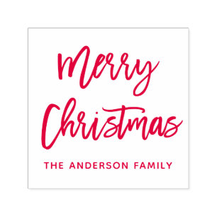 Sello Automático Guión de pincel moderno Merry Christmas Square Re