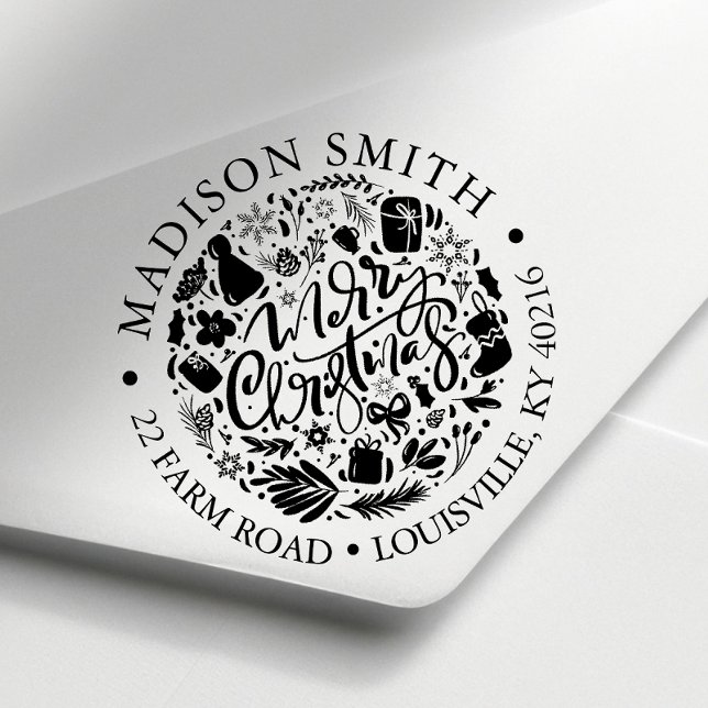 Sello Automático Guión de vacaciones de Navidad feliz dirección de  (Subido por el creador)