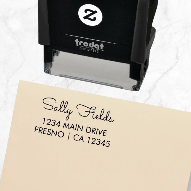 Sello Automático Guión elegante de dirección de retorno personaliza (Personalized Return Address Elegant Script Self-inking Stamp)