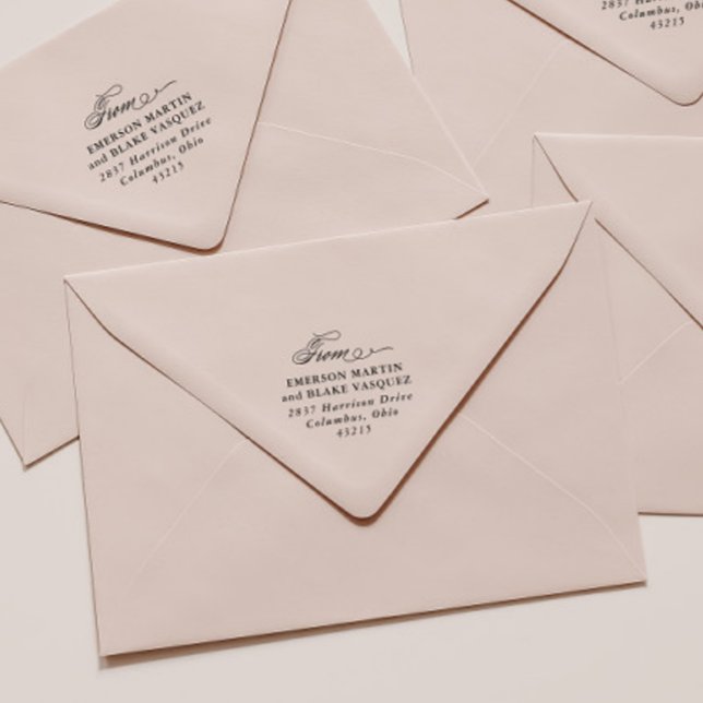 Sello Automático Guión elegante de la dirección de retorno del boda (Subido por el creador)