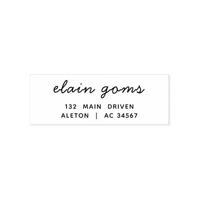 Sello Automático Guión moderno | Dirección de devolución elegante m (Diseño)