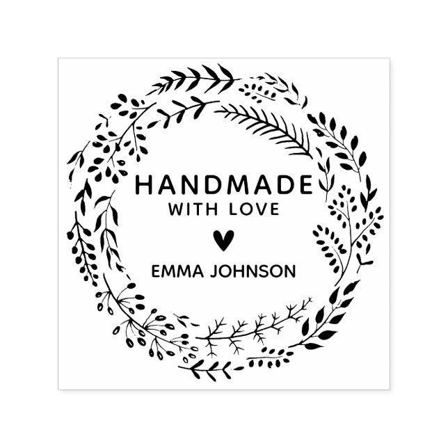 Sello Automático Guirnalda de Verdor Botánico Hecha a Mano con Amor (Diseño)